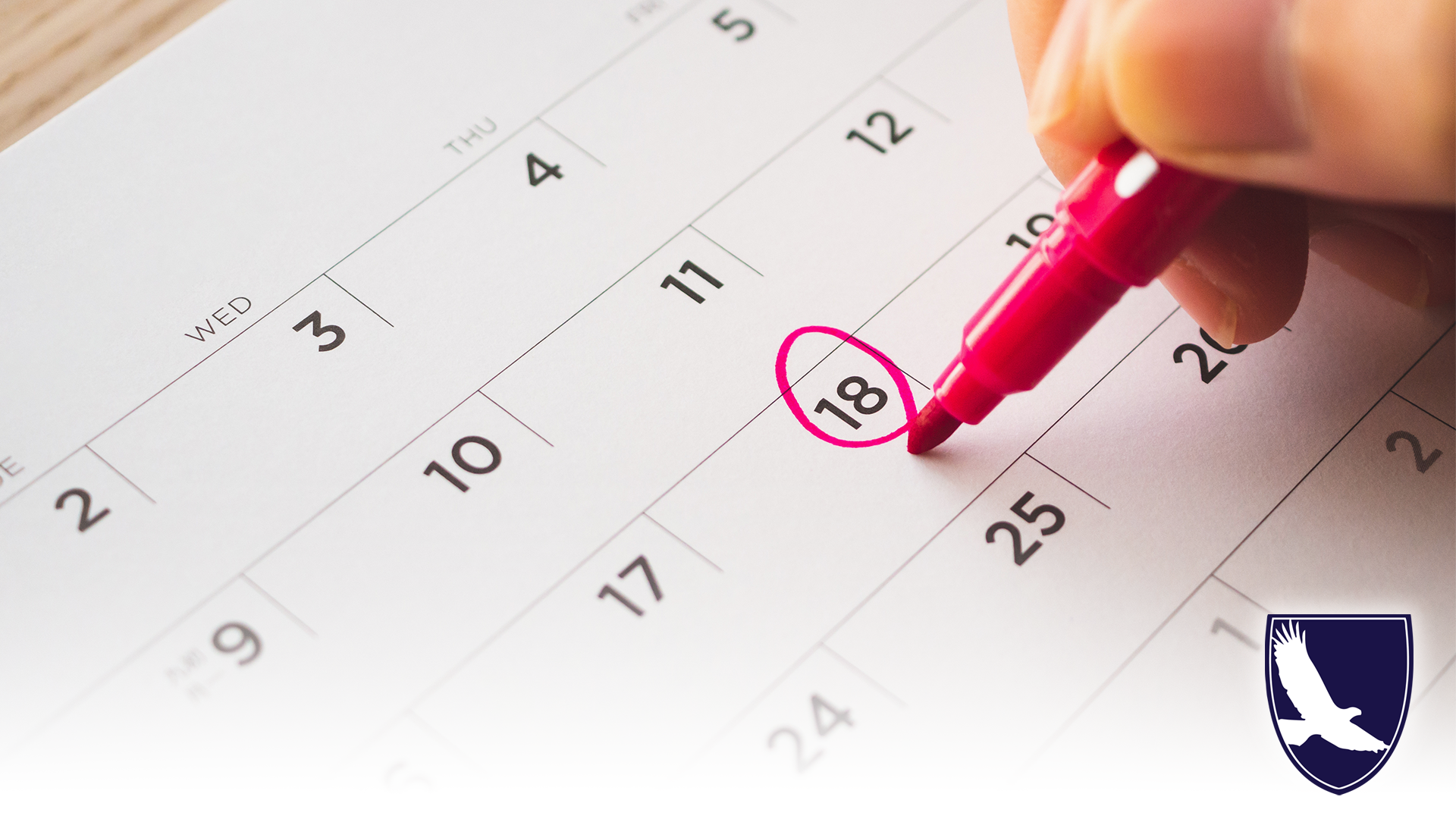 Calendar with 18 circled